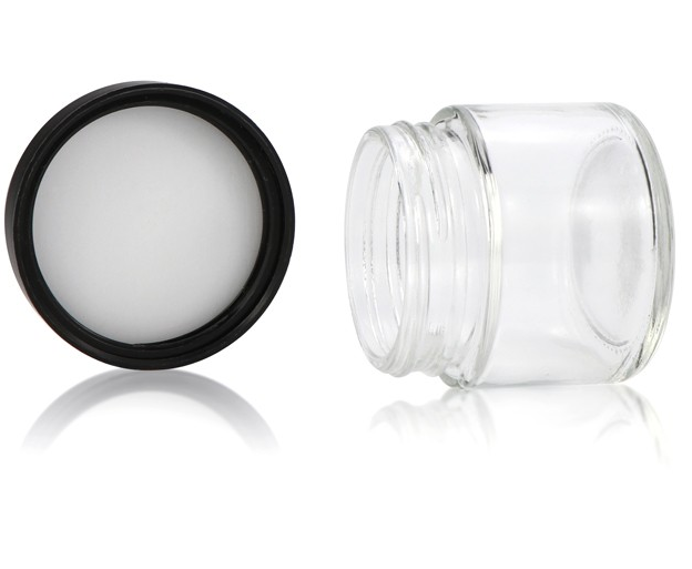 Manufactures1 oz 2 oz 3 oz 4 oz glass container childproof cap hemp packaging glass jars with black plastic lids for hemp