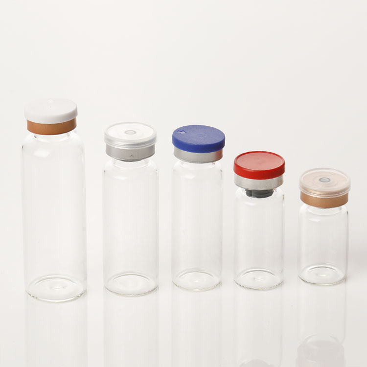 Manufacturing 10ml headspace crimp tubular clear glass vial with butyl stopper flip top cap