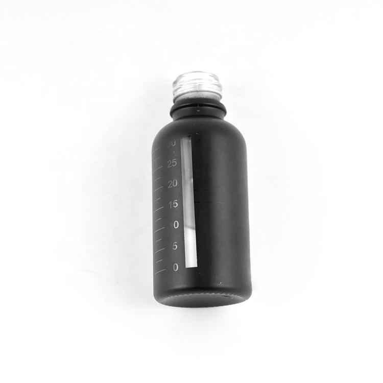 Manufacutre Sprayed white blue black glass bottle with clear window inside view partial clear dropper bottle CBD essential oil
