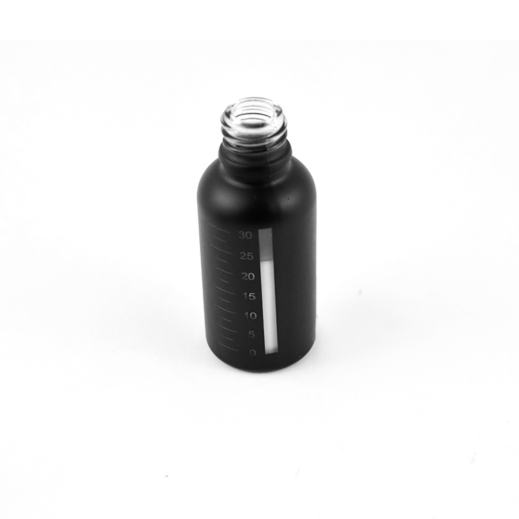 Manufacutre Sprayed white blue black glass bottle with clear window inside view partial clear dropper bottle CBD essential oil