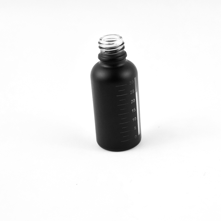 Manufacutre Sprayed white blue black glass bottle with clear window inside view partial clear dropper bottle CBD essential oil