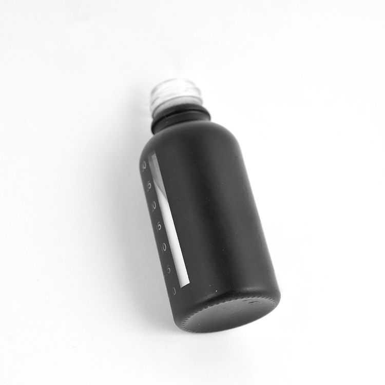 Manufacutre Sprayed white blue black glass bottle with clear window inside view partial clear dropper bottle CBD essential oil