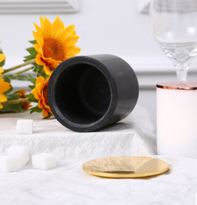 Marble Salt Bowl Kitchen Canister Stone with Lid