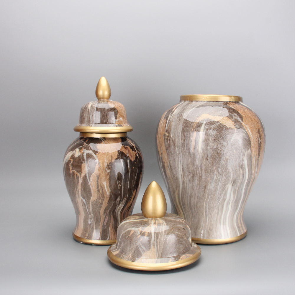 Marble canister storage jar sets ceramic canister home decor marble jar