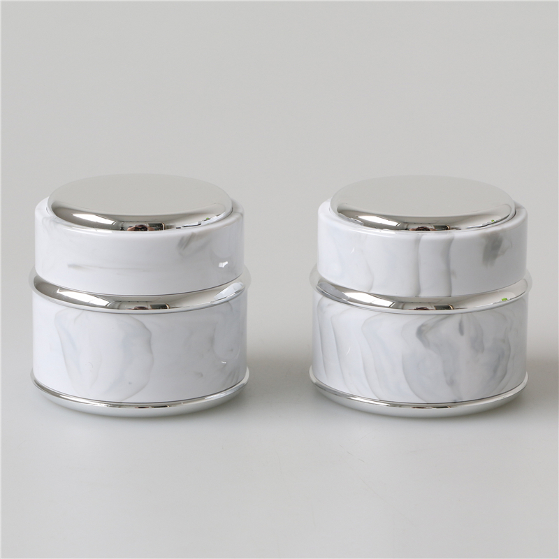 Marble color plastic luxury 50g face cream jars with gold lids for cosmetics