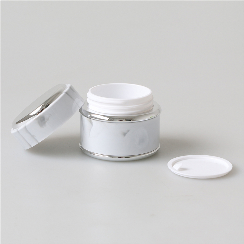 Marble color plastic luxury 50g face cream jars with gold lids for cosmetics