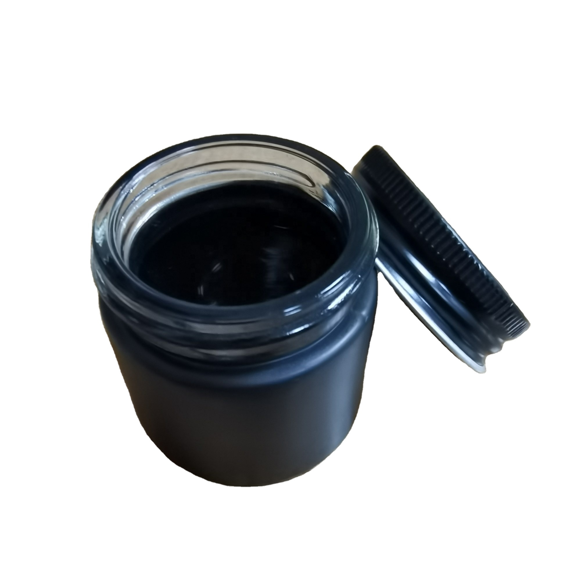 Mason Jar with Silver Metal Lid Matte Black Lid Clear Bottom 1oz