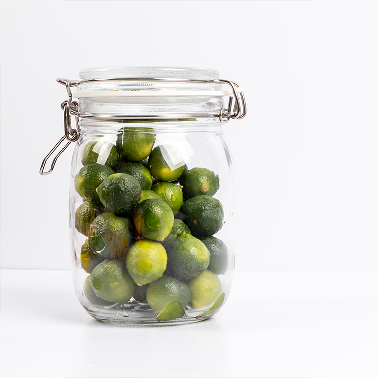 Mason Wooden Lid Jar 500Ml 750Ml 1000Ml 1500Ml Glass Container With Metal Clip