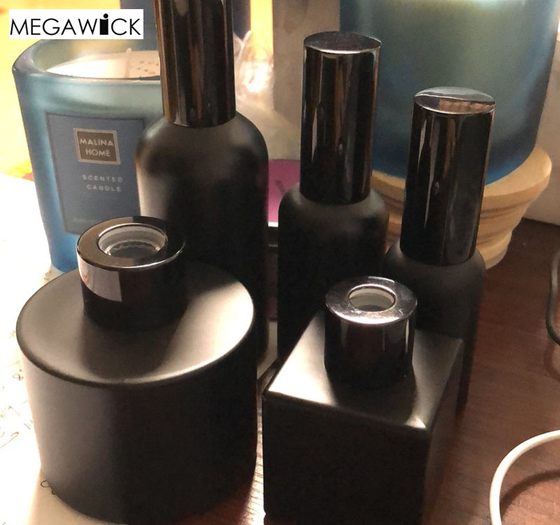 Matt Black Reed Diffuser Bottle 50ml 100ml 200ml,Secret Black Glass Bottle Sets