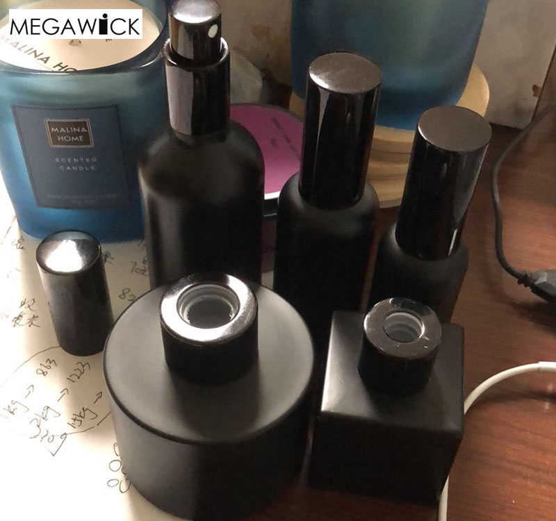 Matt Black Reed Diffuser Bottle 50ml 100ml 200ml,Secret Black Glass Bottle Sets