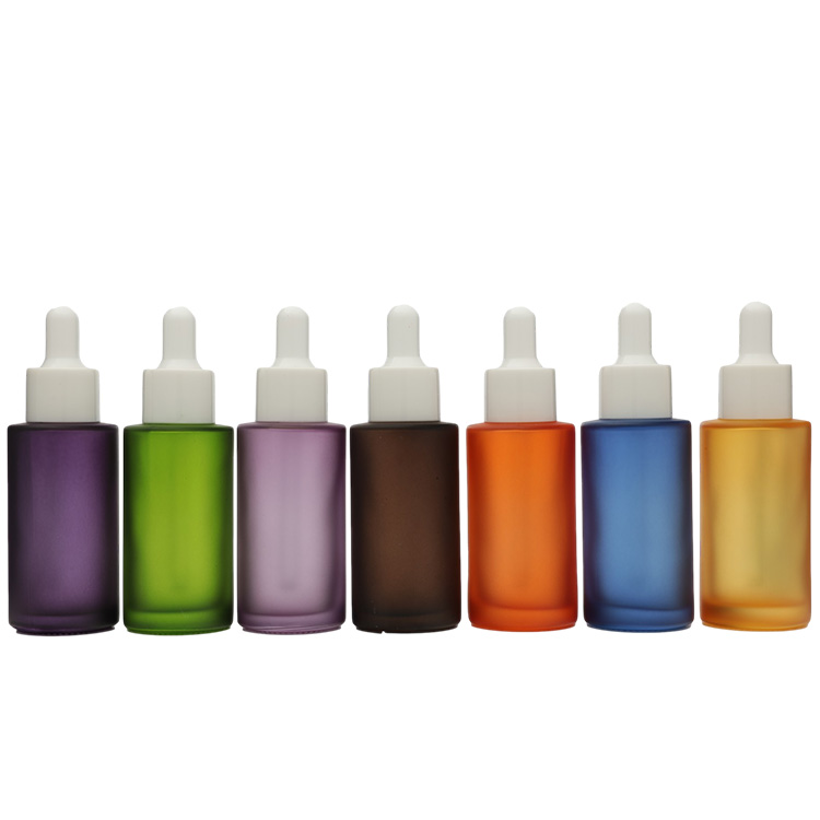 Matt Frosted Purple Blue Yellow Orange And Green Glass Dropper Bottle 5ml 10ml 15ml 20ml 30 Ml 50ml 60ml 100ml For Essential Oil
