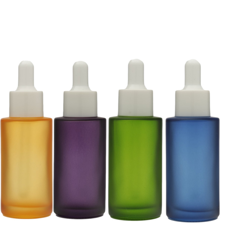 Matt Frosted Purple Blue Yellow Orange And Green Glass Dropper Bottle 5ml 10ml 15ml 20ml 30 Ml 50ml 60ml 100ml For Essential Oil