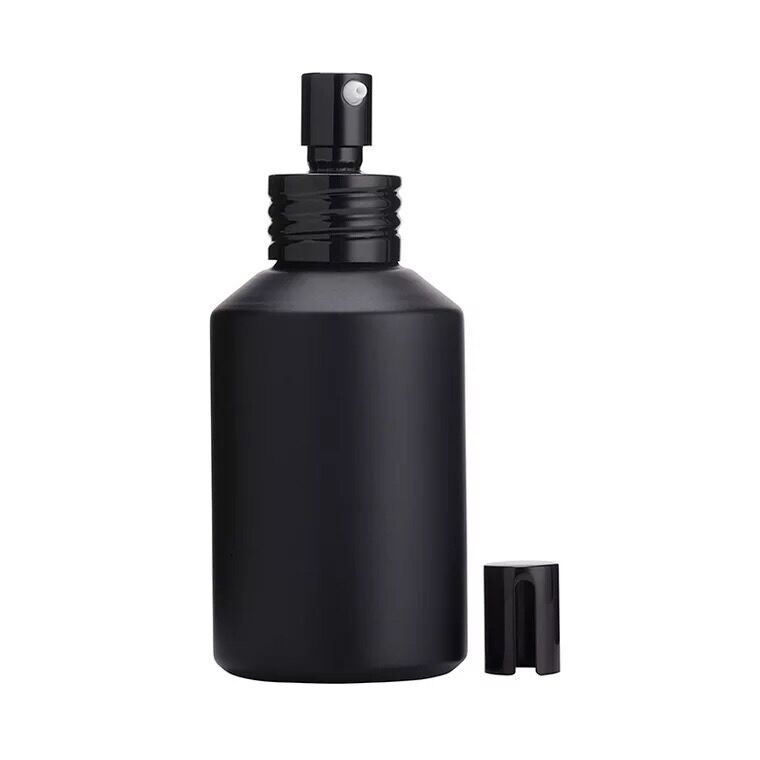Matt black 100ml glass spray bottle empty black toner bottle with pump