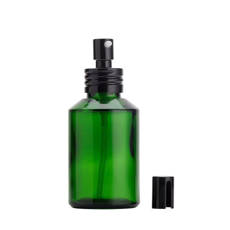 Matt black 100ml glass spray bottle empty black toner bottle with pump