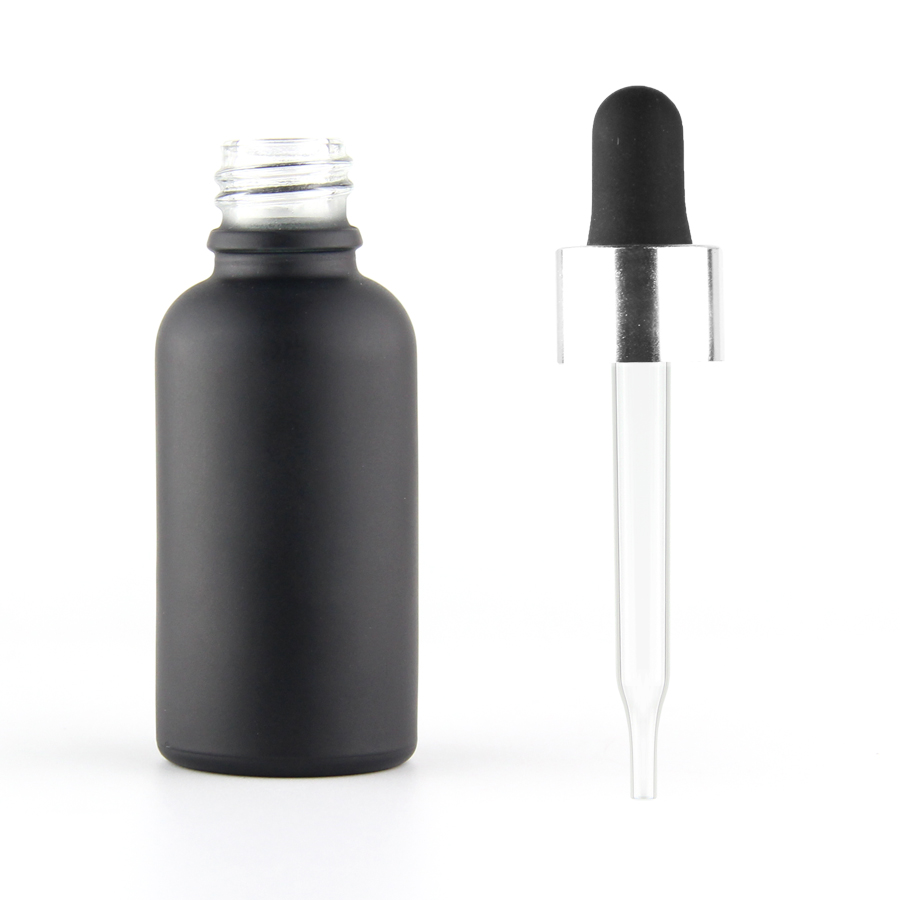 Matt black frosted glass dropper bottle 10ml 15ml 30ml essential oil bottle for cosmetic packaging