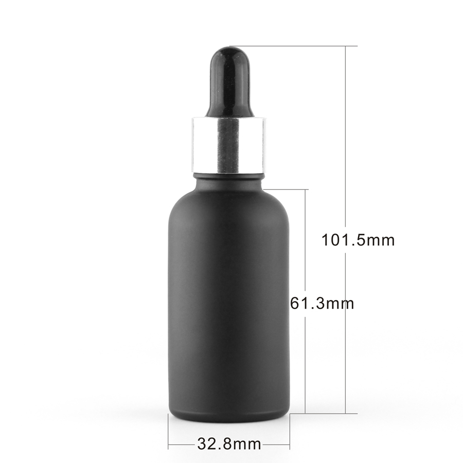 Matt black frosted glass dropper bottle 10ml 15ml 30ml essential oil bottle for cosmetic packaging