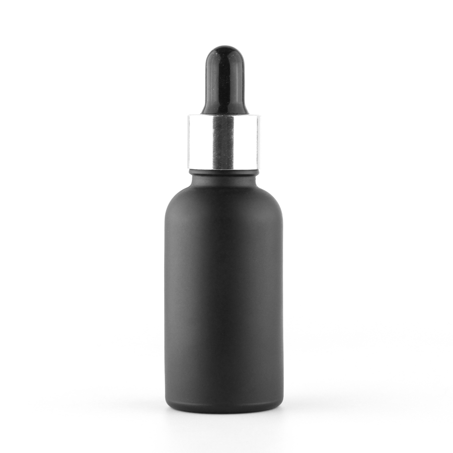 Matt black frosted glass dropper bottle 10ml 15ml 30ml essential oil bottle for cosmetic packaging