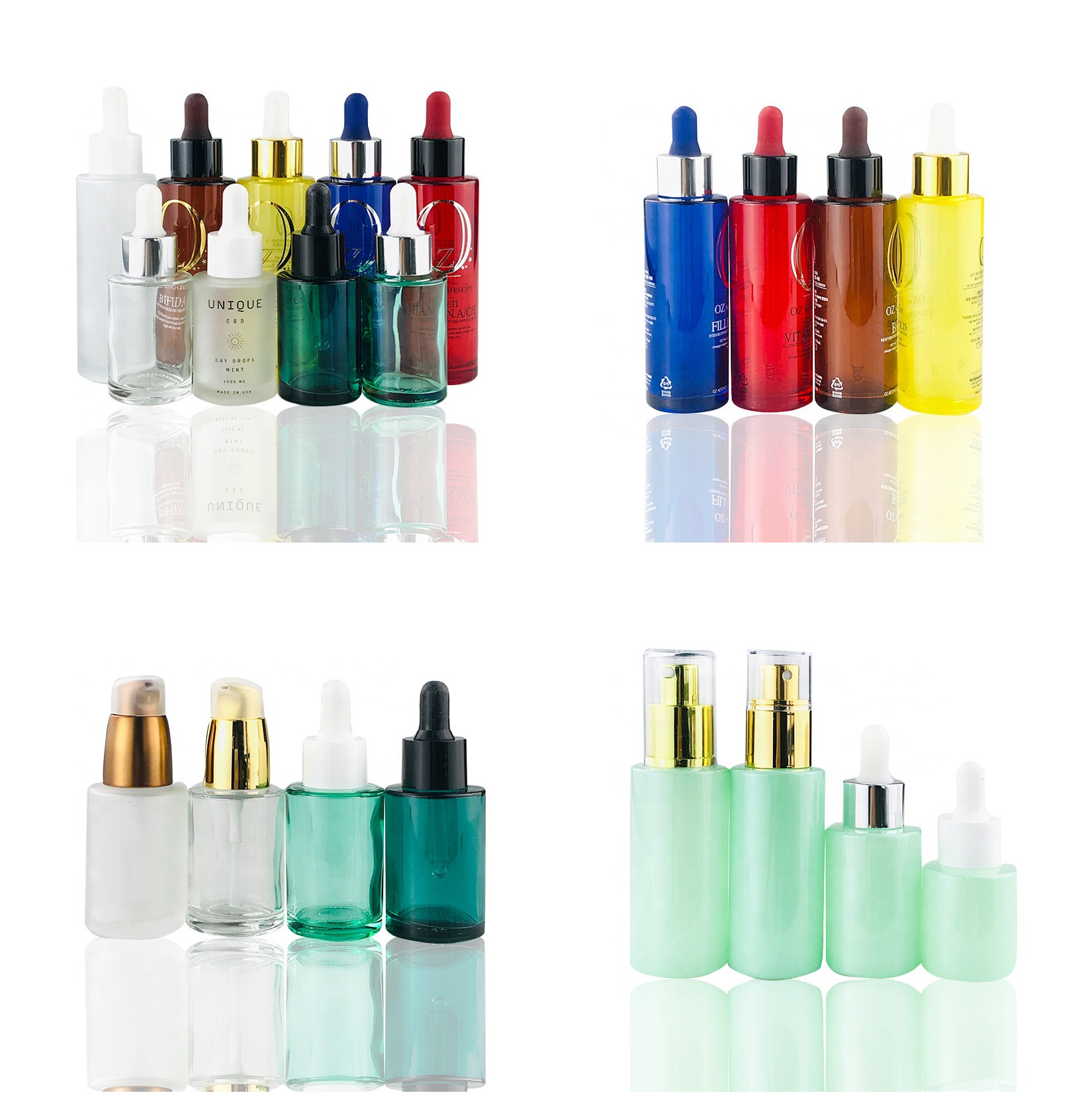 Matt cosmetic 10ml 20ml 30ml 40ml 50ml flat shoulder frosted clear glass dropper bottle for serum essential oil