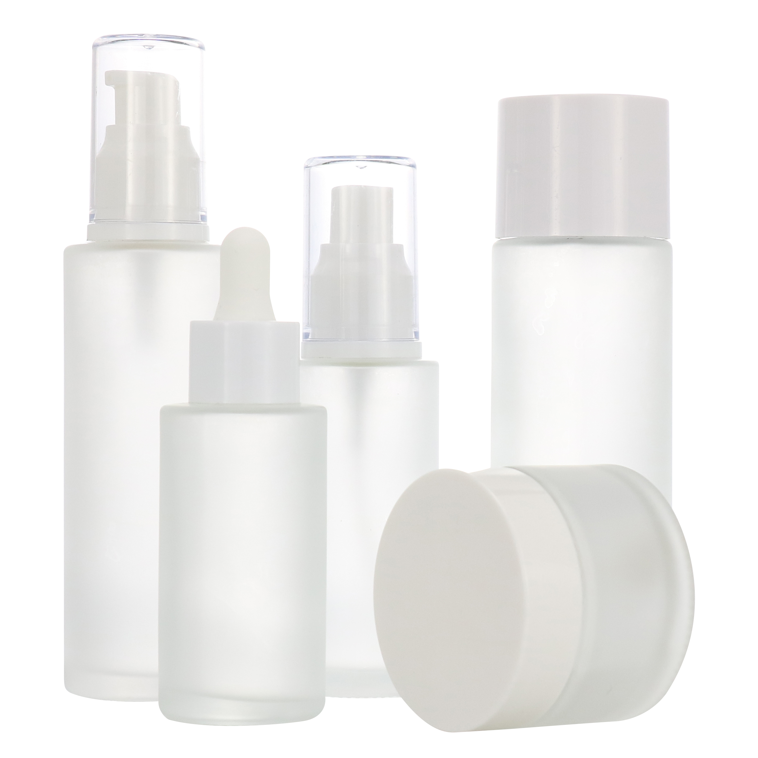 Matt cosmetic 15ml 30ml 40ml amber flat shoulder frosted clear glass dropper bottle for essential oil