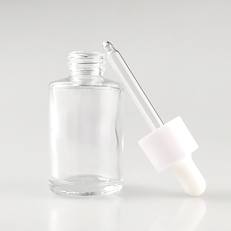 Matt cosmetic 20ml  30ml 40ml 50ml 100ml flat shoulder frosted clear glass dropper bottle for essential oil