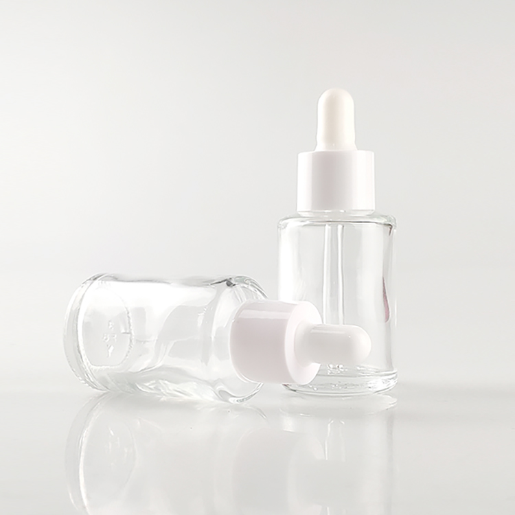 Matt cosmetic 20ml 30ml 40ml 50ml 100ml flat shoulder frosted clear glass dropper bottle for essential oil