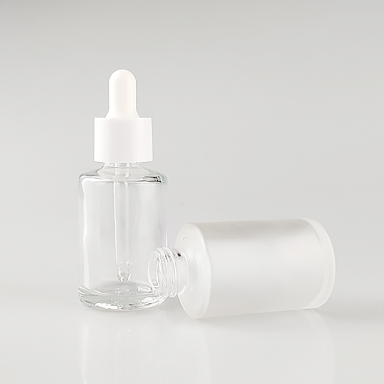 Matt cosmetic 20ml 30ml 40ml 50ml 100ml flat shoulder frosted clear glass dropper bottle for essential oil