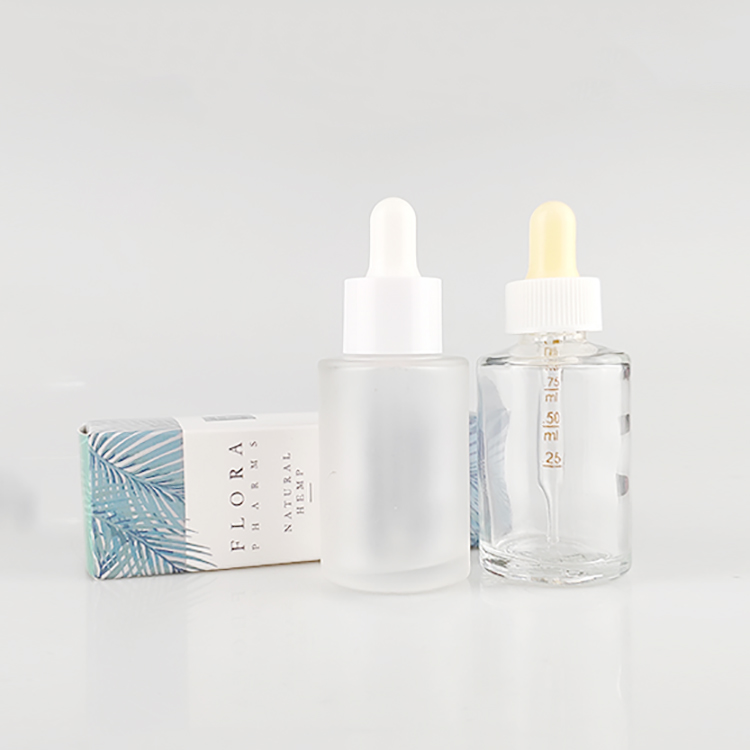 Matt cosmetic 20ml 30ml 40ml 50ml 100ml flat shoulder frosted clear glass dropper bottle for essential oil