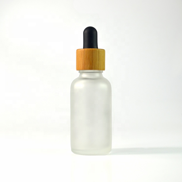 Matt frosted amber blue clear black green glass bamboo dropper bottle 5ml 10ml 15ml 20ml 30 ml 50ml 60ml 100ml for essential oil