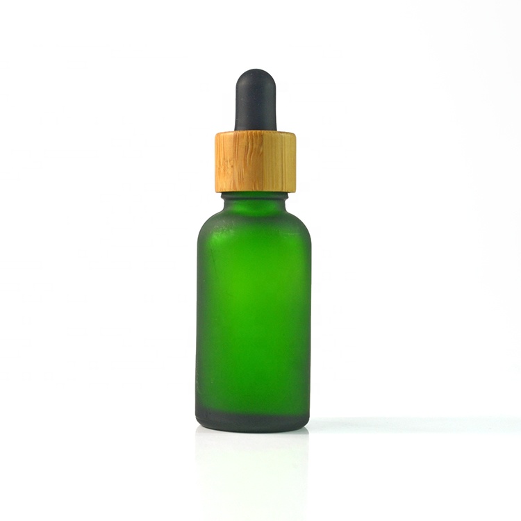 Matt frosted amber blue clear black green glass bamboo dropper bottle 5ml 10ml 15ml 20ml 30 ml 50ml 60ml 100ml for essential oil