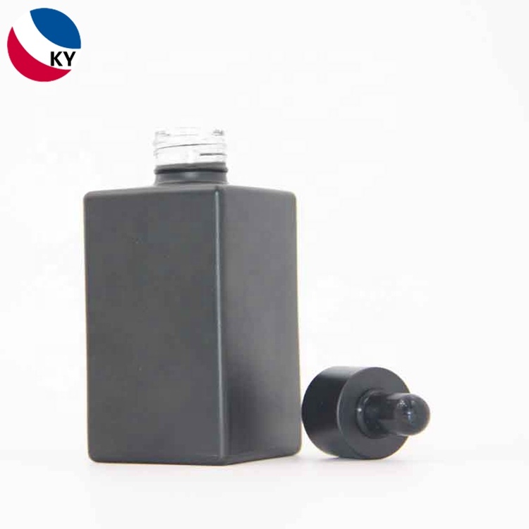Matte Back Flat Shoulder 100Ml Square Glass Dropper Bottle