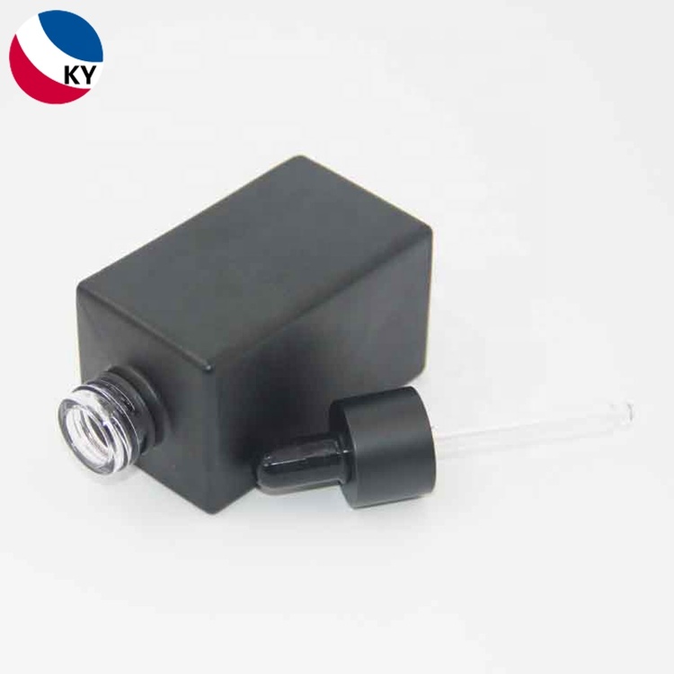 Matte Back Flat Shoulder 100Ml Square Glass Dropper Bottle