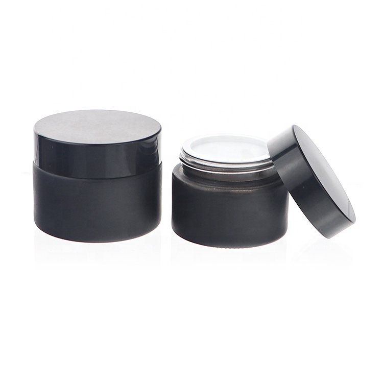 Matte Black 5g 10g 15g Cosmetic Container Bottles Glass Cream Jars With Lid