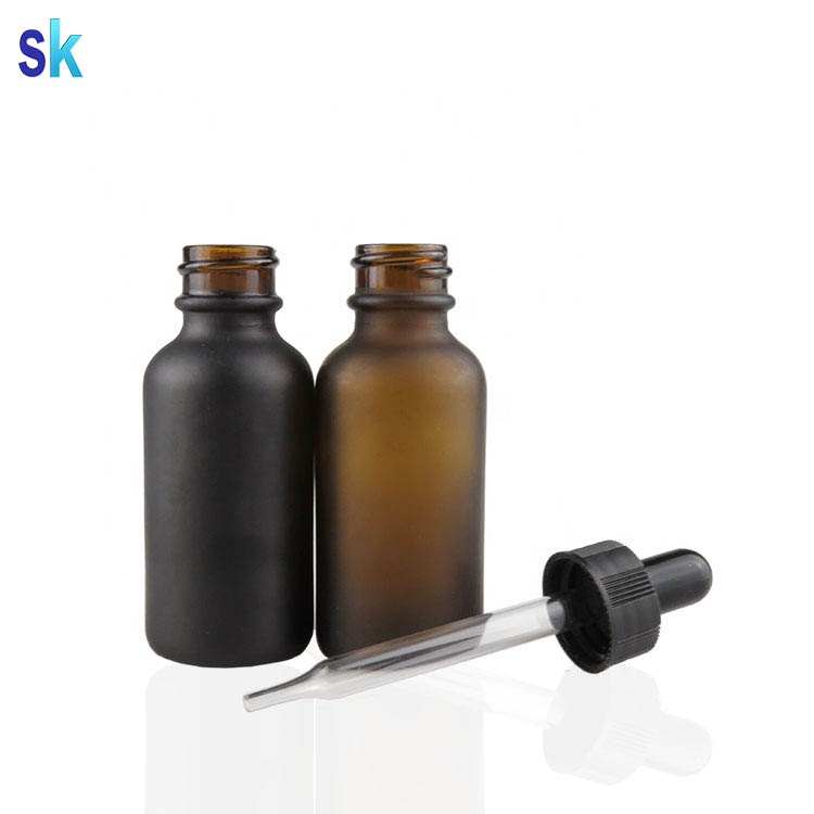 Matte Black Boston Round 30ml Glass Bottle For E Liquid 1 Oz Bottle With Pipette Dropper