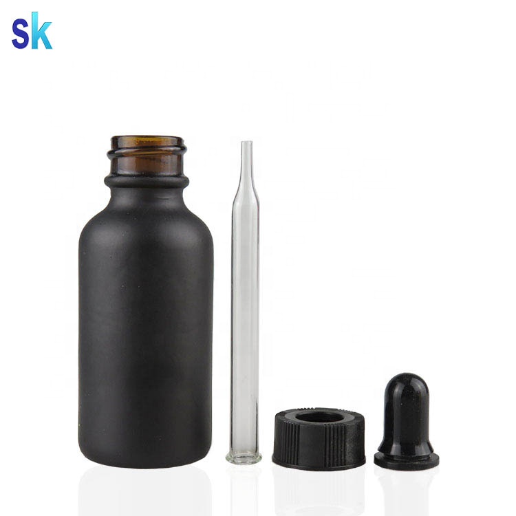 Matte Black Boston Round 30ml Glass Bottle For E Liquid 1 Oz Bottle With Pipette Dropper