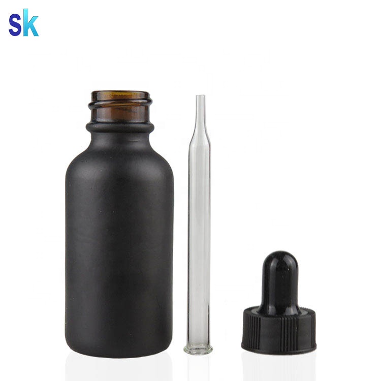 Matte Black Boston Round 30ml Glass Bottle For E Liquid 1 Oz Bottle With Pipette Dropper