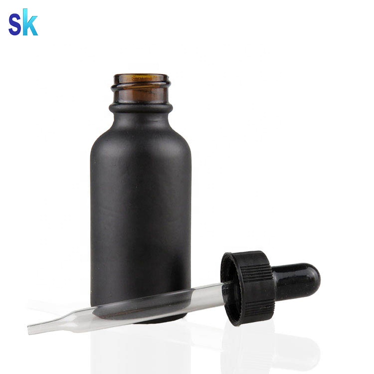 Matte Black Boston Round 30ml Glass Bottle For E Liquid 1 Oz Bottle With Pipette Dropper