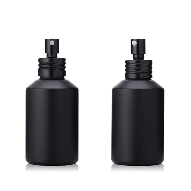 Matte Black Glass Cosmetic Pump Bottle for Lotion Serum, 30ml 60ml 100ml 120ml Skincare Empty Pump Glass Bottle