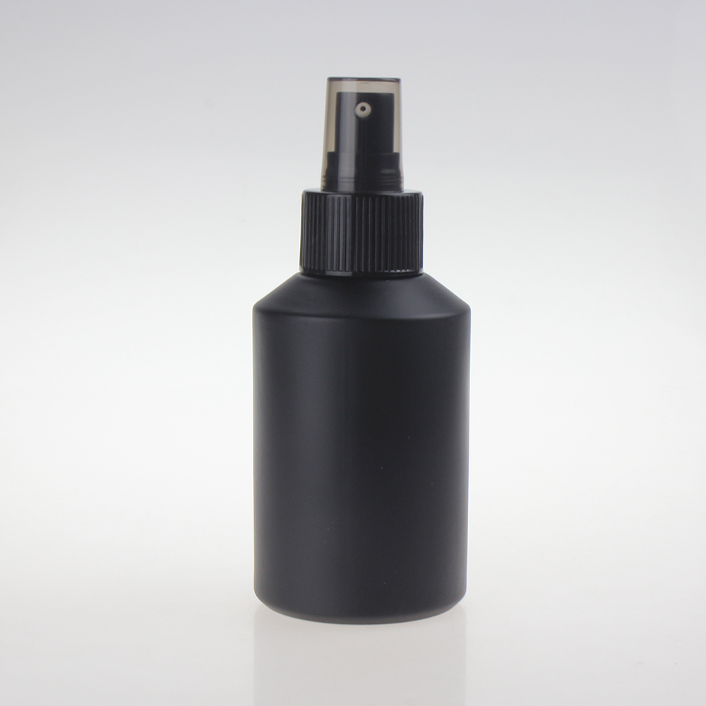 Matte Black Glass Cosmetic Pump Bottle for Lotion Serum, 30ml 60ml 120ml 200ml Skincare Empty Pump Glass Bottle