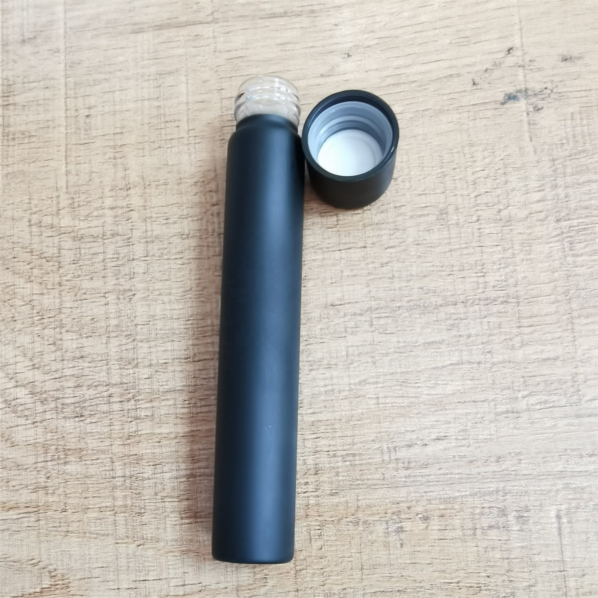 Matte Black Glass Joint Tube With Child Resistant Smooth Lid 20mm Dia x 120mm High