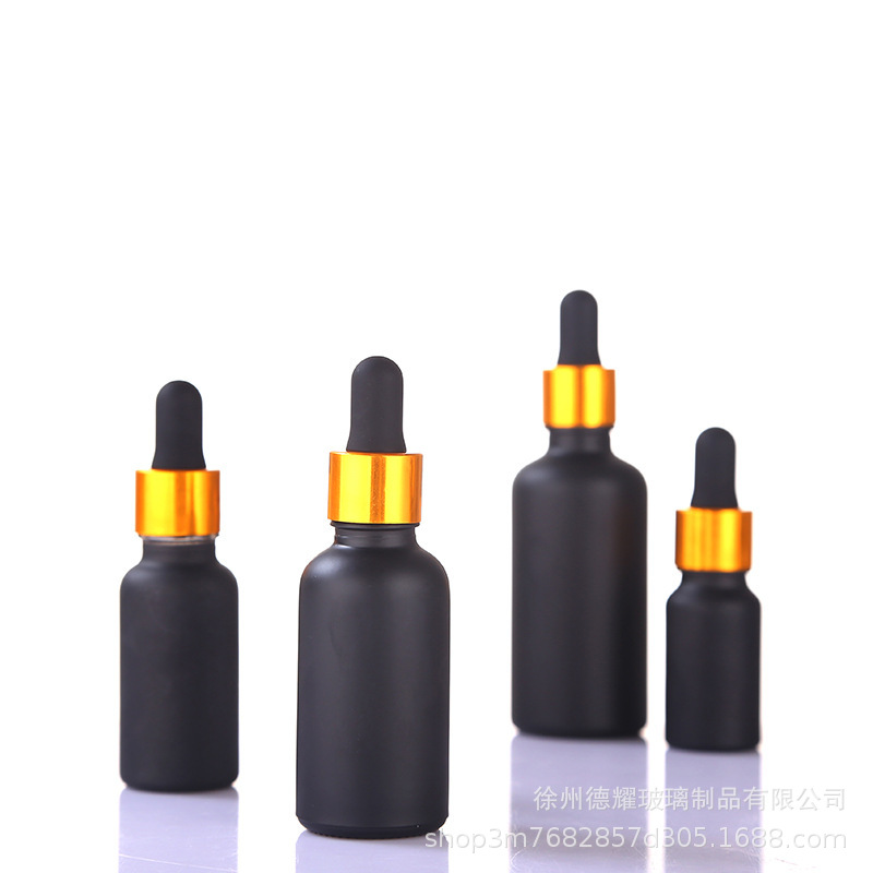 Matte Black White Essential Oil Bottles Round Glass Dropper Essential Oil Bottle