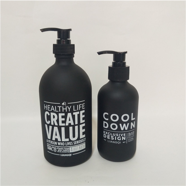 Matte Black shampoo Glass Bottle Hand soap dispenser Sanitizer Bottle With Black Pump