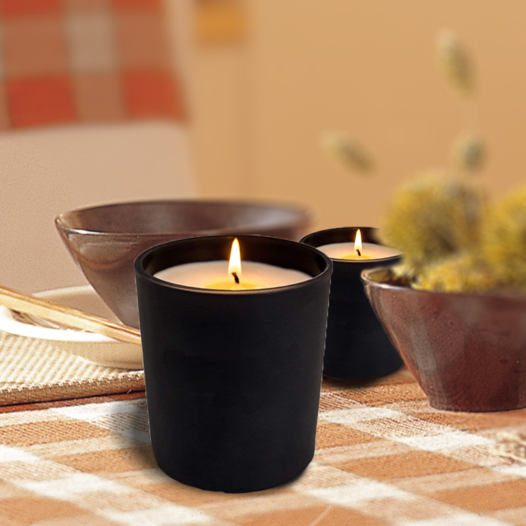 Matte Frosted Black White Glass Candle Jar/Container With Lid In Bulk