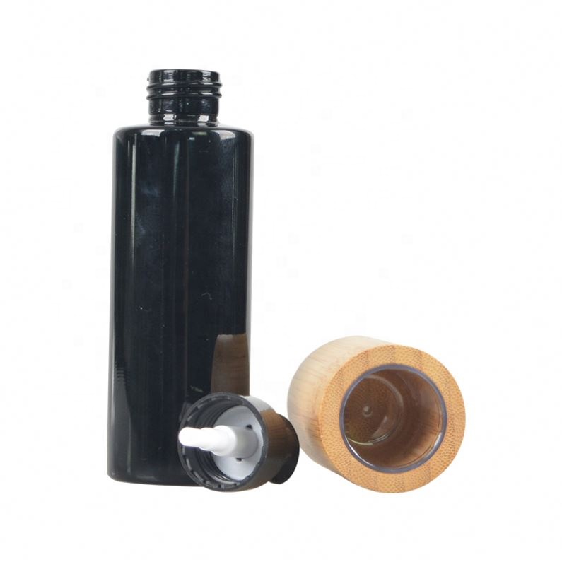 Matte Matt Black Jars and Bottles with Glass Dropper High Quality 10ml 100ml Skin Care Cream PET Cosmetic Packing Round AQL2.5