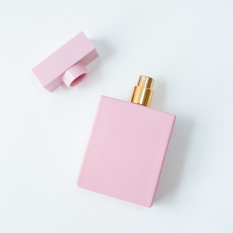 Matte Pink 50ml Glass Perfume Bottle Perfume Gold Pray Bottle