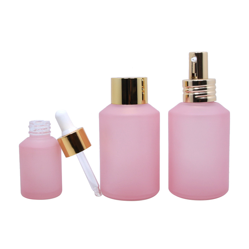 Matte Pink Botellas Gotero de Vidrio Glass Essential Oil Serum Bottle with Dropper