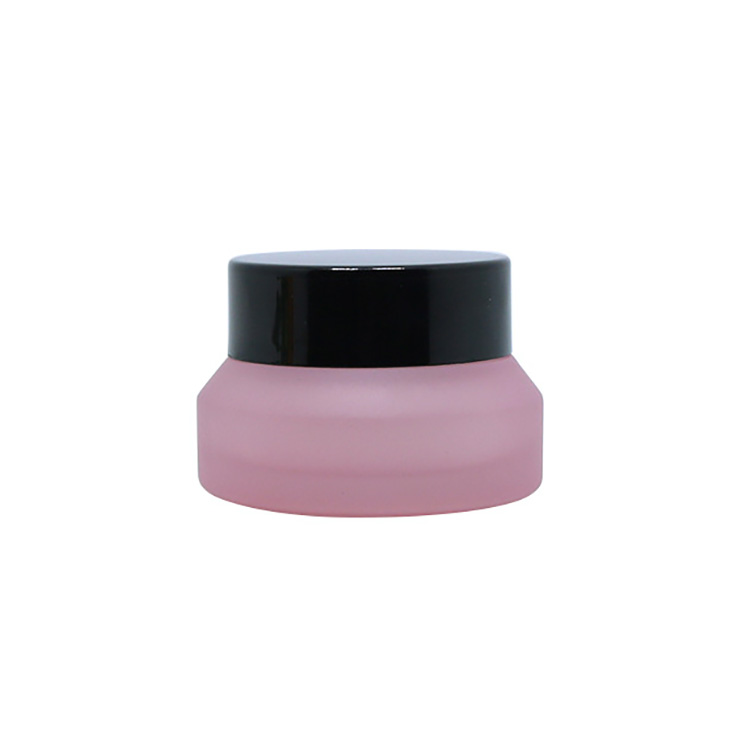 Matte Pink Cream Jars Luxury Oblique Shoulder Glass Cosmetic Jar Frosted 30g