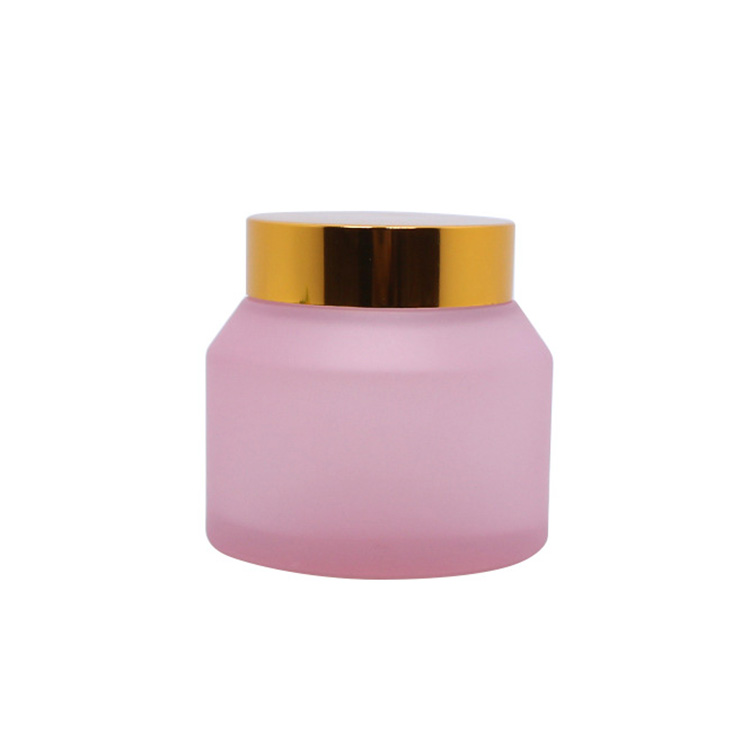 Matte Pink Cream Jars Luxury Oblique Shoulder Glass Cosmetic Jar Frosted 30g