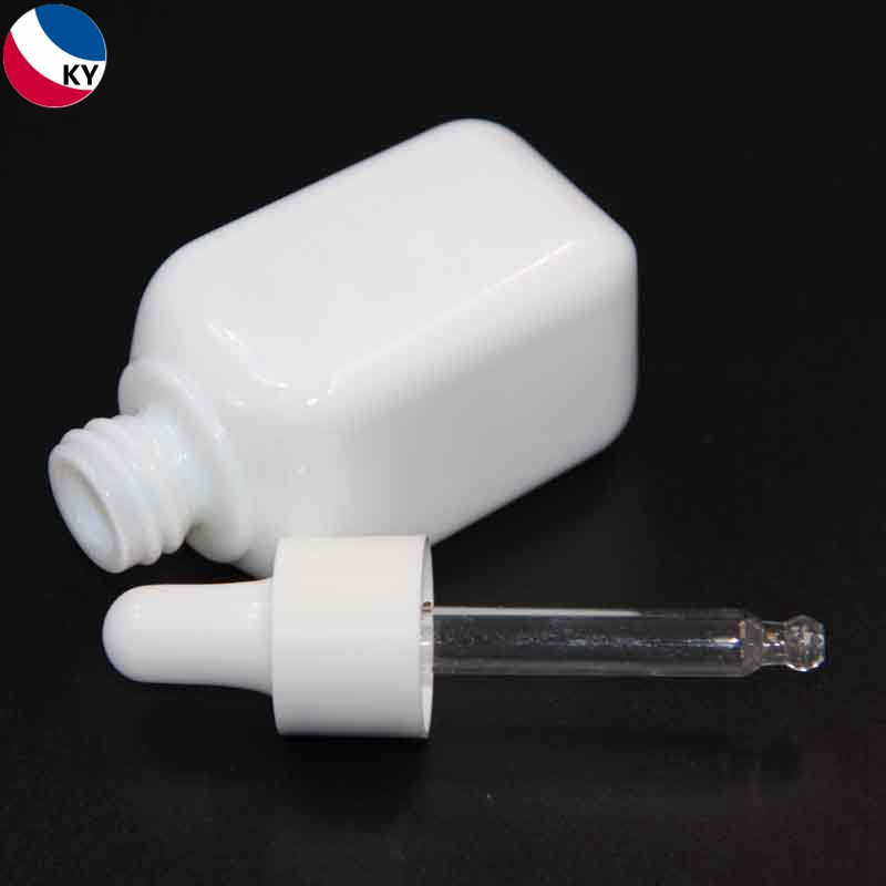 Matte Square Dropper Bottles White Serum Glass Essential Oil Screen Printing Personal Care