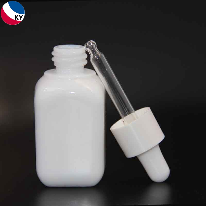 Matte Square Dropper Bottles White Serum Glass Essential Oil Screen Printing Personal Care