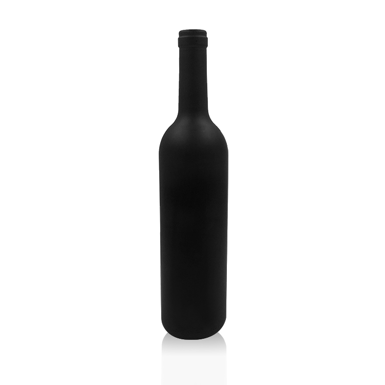 Matte Surface 750ml Black Glass Wine Bottle